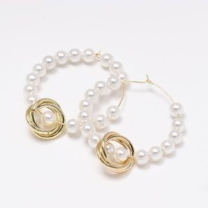 Gold Hoop Pearl Earrings